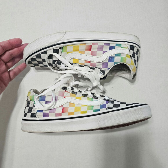 VANS Old Skool Rainbow Checkerboard Shoe Women's Size 8 - Picture 5 of 6